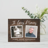 Faire-part photo Rustic Dark Wood Memorial (Debout devant)