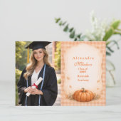 Faire-part Photo Rustic Gingham Pumpkin Fall Graduation (Debout devant)