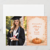 Faire-part Photo Rustic Gingham Pumpkin Fall Graduation (Devant / Derrière)