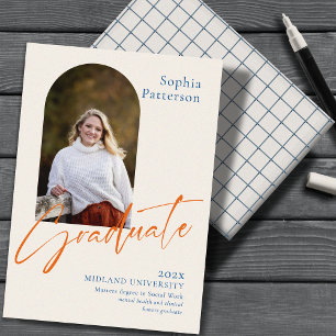 Faire-part Photo simple bleu et orange