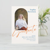 Faire-part Photo simple bleu et orange (Debout devant)