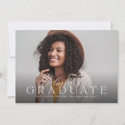 Faire-part Photo simple et élégant de la remise des diplômes  (Devant)