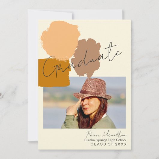 Faire-part Photo simple moderne Boho Terracotta Graduation (Devant)