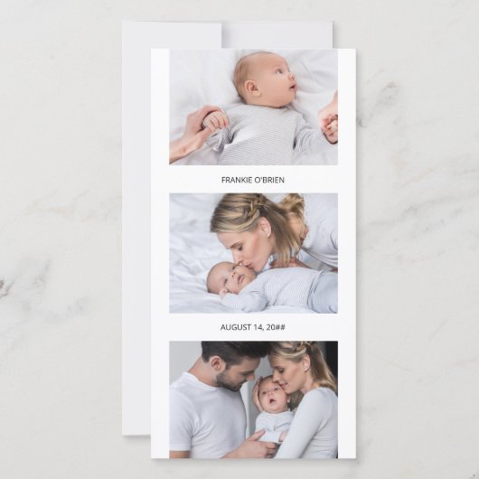 Faire-part Photo Strip Collage 4 Photo Naissance (Devant)
