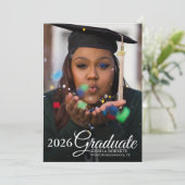 Faire-part Photo superposition Marbre noir or Graduation (Debout devant)