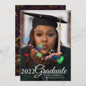 Faire-part Photo superposition Marbre noir or Graduation (Devant / Derrière)