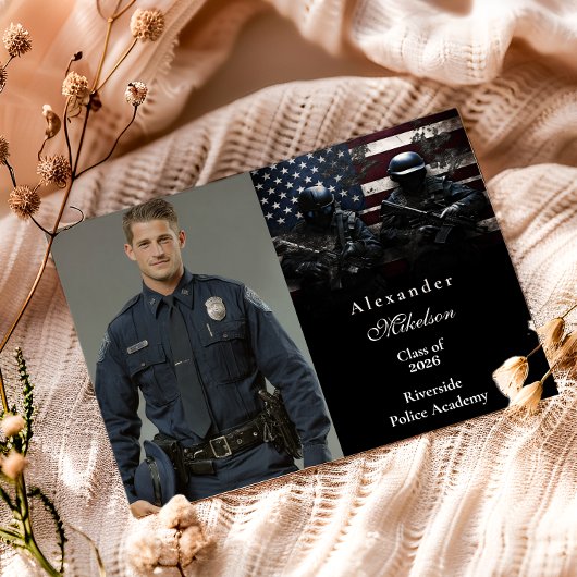 Faire-part Photo SWAT Team American Flag Graduation