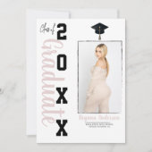 Faire-part photo tendance Pink Black Graduation (Devant)