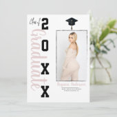Faire-part photo tendance Pink Black Graduation (Debout devant)