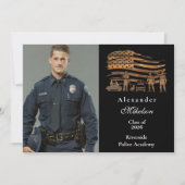 Faire-part Photo Thin Blue Line Rustic Police Graduation (Devant)