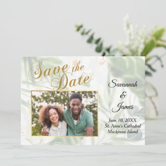 Faire-part Photo tropicale Enregistrer la date (Debout devant)