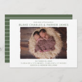 Faire-part Photo Twin Boy Naissance (Devant / Derrière)