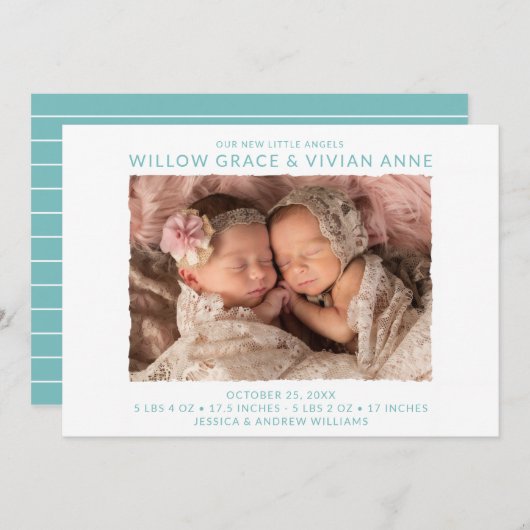 Faire-part Photo Twin Girl Naissance (Devant / Derrière)
