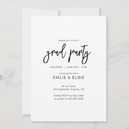 Faire-part photo Twins Double Grad Party (Dos)