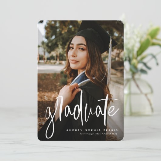 Faire-part photo vert moderne (Debout devant)