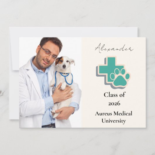 Faire-part  Photo Veterinary School Paw Graduation Party (Devant)