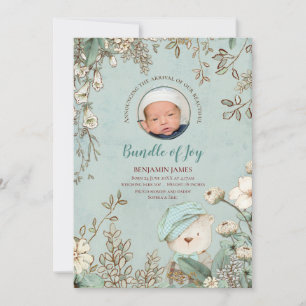 Faire-part Photo vintage Cute Bear Botanique
