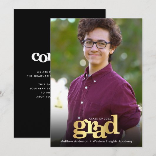 Faire-part Photographie de graduation typographie moderne en  (Devant / Derrière)