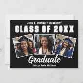 Faire-part Photographie noir blanc moderne Collage Graduation (Devant)