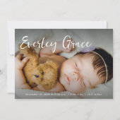 Faire-part Photos de bébé personnalisées Nom élégant en scrip (Devant)