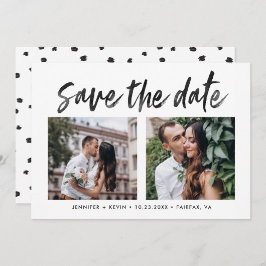 Faire-part Photos de Carré Mariage moderne Enregistrer les ca (Devant / Derrière)