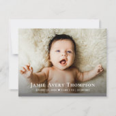 Faire-part Photos de naissance de bébé modernes Merci note de (Devant)
