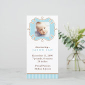 Faire-part Photos de naissance de cadre de fantaisie bleu (Debout devant)