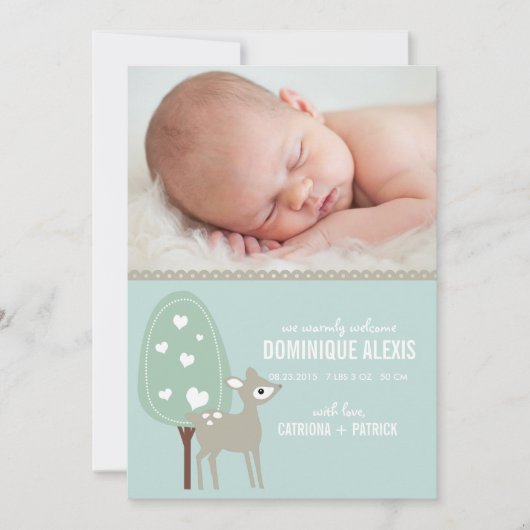 Faire-part Photos de naissance de mignons cerfs de bébés (Devant)