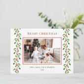 Faire-part Photos de Noël de l'aquarelle et de la verdure (Debout devant)