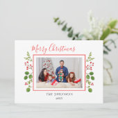 Faire-part Photos de Noël de l'aquarelle et de la verdure (Debout devant)