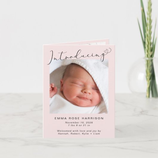 Faire-part Photos Pink Baby Girl Birth (Devant)