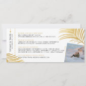 Faire-part Pic Gold Tropical Boarding Pass Enregistrer la dat (Dos)