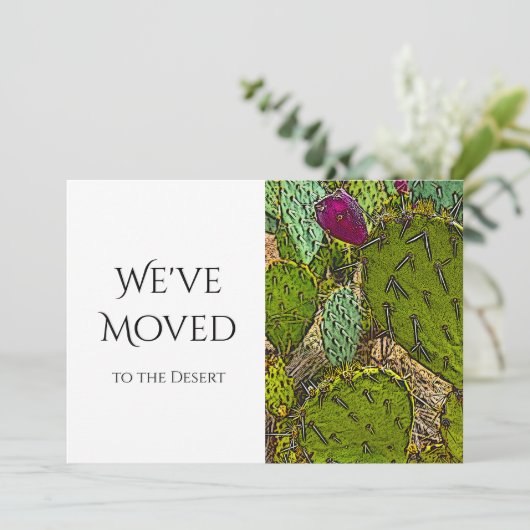 Faire-part Pickly Pear Cactus Nous avons déplacé Simple Rouge (Debout devant)