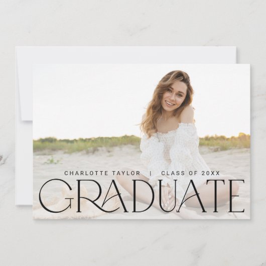 Faire-part Pied moderne | Graduation minimale horizontale de (Devant)