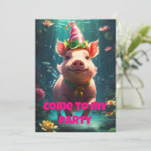 Faire-part Pig nager dans le Casquette de fête (Debout devant)