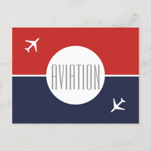 Faire-part Pilote d'avion funky blanc - Carte postale d'aviat