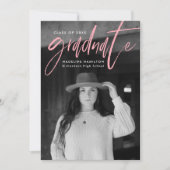 Faire-part Pinceau rose manuscrit Script 4 Diplôme photo (Devant)