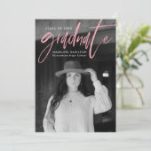 Faire-part Pinceau rose manuscrit Script 4 Diplôme photo (Debout devant)