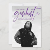 Faire-part Pinceau violet manuscrit Script 4 Diplôme photo (Devant)