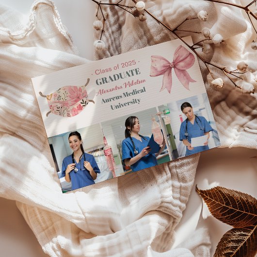 Faire-part Pink 3 Photo Aquarelle École de soins infirmiers