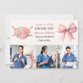 Faire-part Pink 3 Photo Aquarelle École de soins infirmiers (Devant)