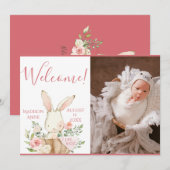 Faire-part Pink Baby Girl Script photo naissance (Devant / Derrière)