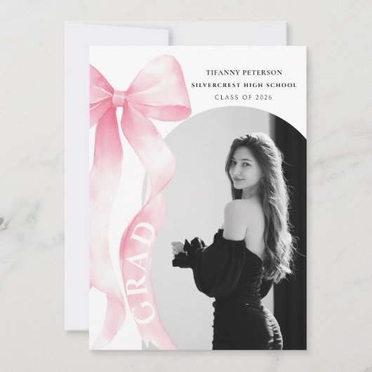 Faire-part Pink Bow Graduation (Devant)