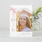 Faire-part Pink Bow Graduation Announcement (Debout devant)