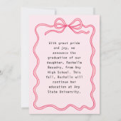Faire-part Pink Coquette Bow Frame Graduate Photo Graduation  (Dos)