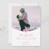Faire-part Pink Fleur de Lis Photo Enregistrer La Date Annonc (Devant)