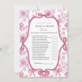 Faire-part Pink Fleur sauvage Tea bride & Groom Trivia Game C (Devant)