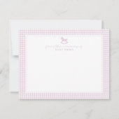 Faire-part Pink Gingham  Girl  Nursery Note Card (Devant)
