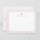 Faire-part Pink Gingham Sailboat Nursery Note Card (Devant)