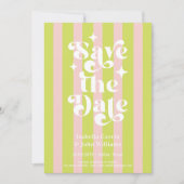 Faire-part Pink Green Retro Typography Wedding Save The Date (Devant)